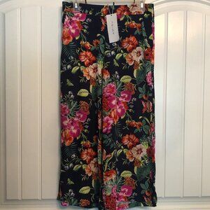 Amisu New Yorker bold colorful tropical viscose crop palazzo pants; 8US